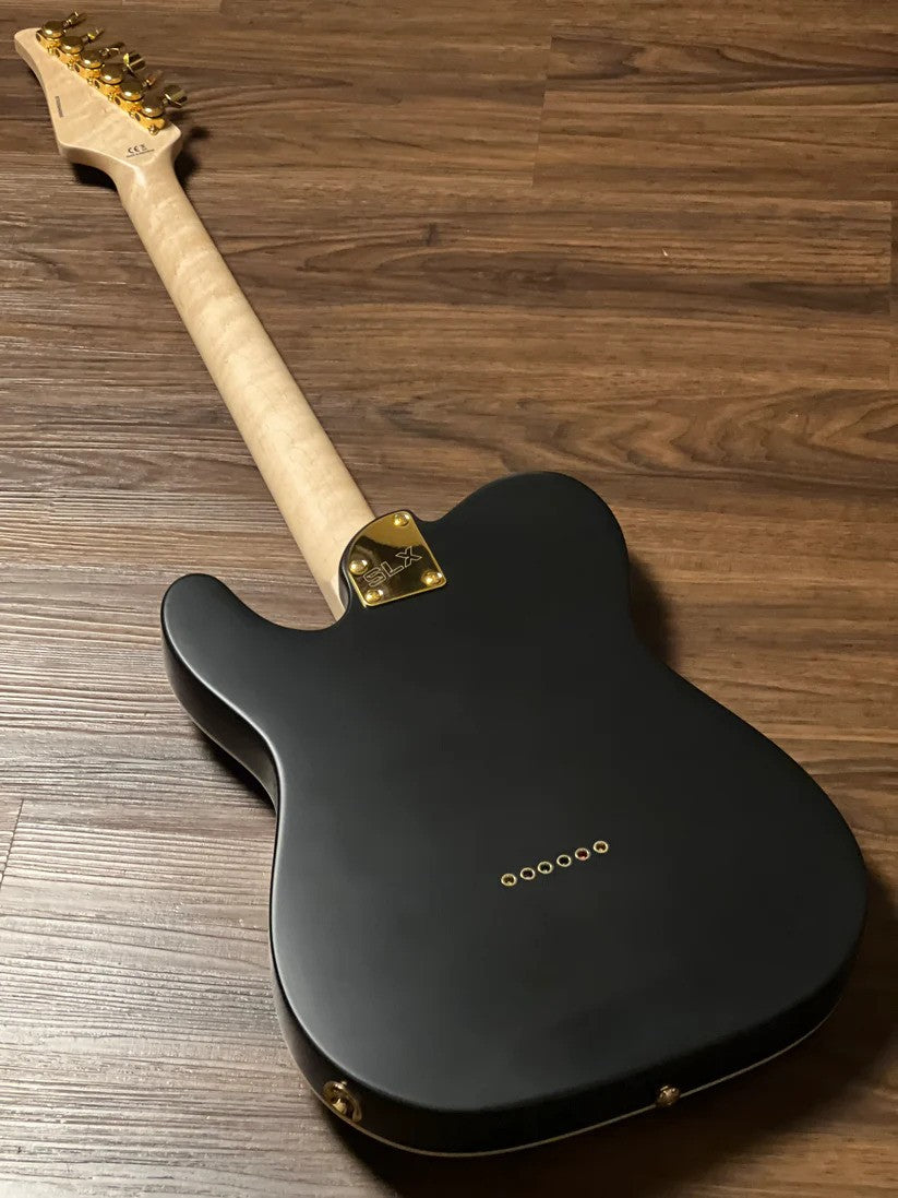 SLX Raven Thinline Deluxe in Black Satin with Maple FB and Gold Hardware (Launch Price)