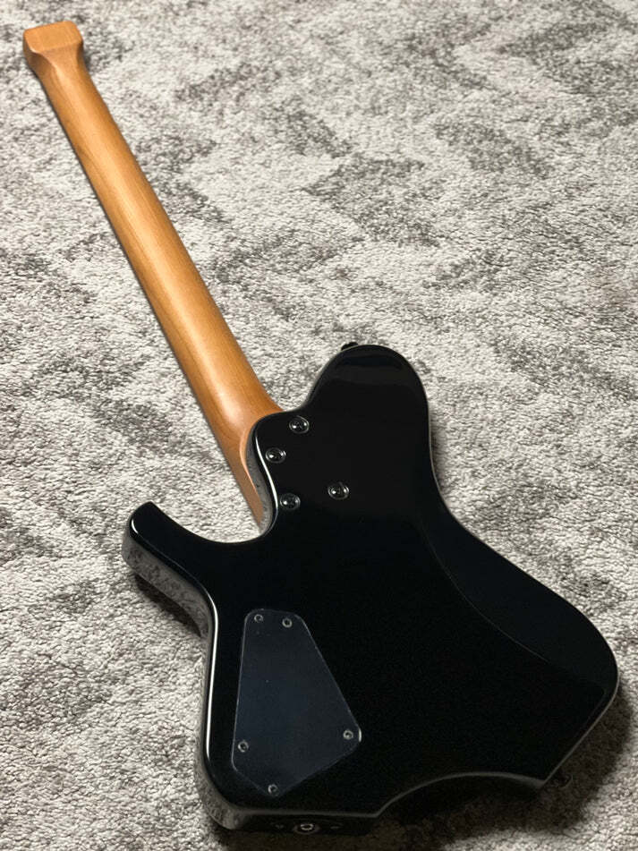 SLX Raptor Model B Headless with Flame Top in Charcoal Black Burst