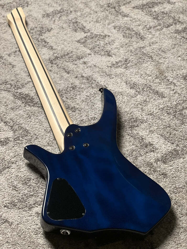 SLX Raptor Hybrid 7 Model A Headless with Flame Top in Ocean Blue Burst