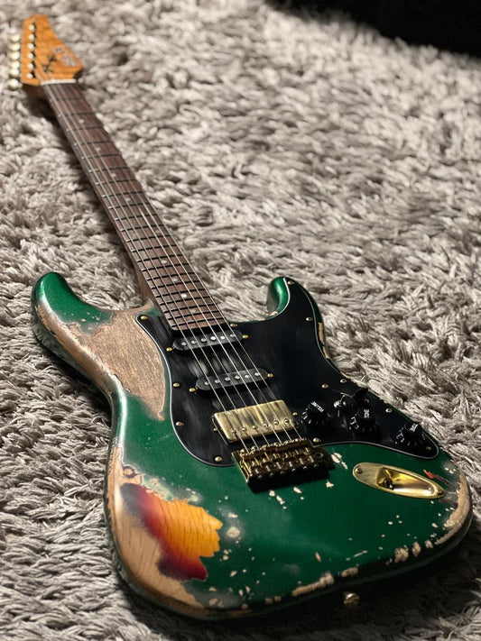 SLX Hawk Antique in Sherwood Green Metallic Over Sunburst with Gold Hardware Nitrocellulose Lacquer