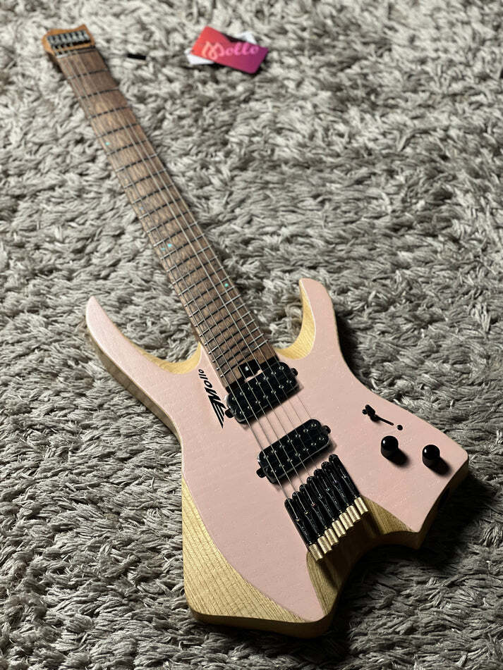 SLX Mollo MH-720 Headless 7 String Multiscale in Trans Pink Natural with Rosewood FB