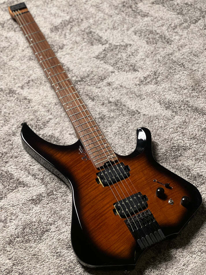 SLX Raptor Model A Headless with Flame Top in Tiger Eye Burst