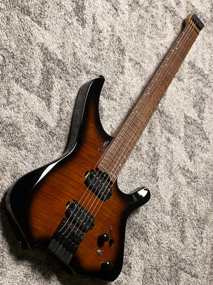 SLX Raptor Model A Headless with Flame Top in Tiger Eye Burst