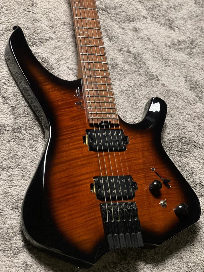 SLX Raptor Model A Headless with Flame Top in Tiger Eye Burst