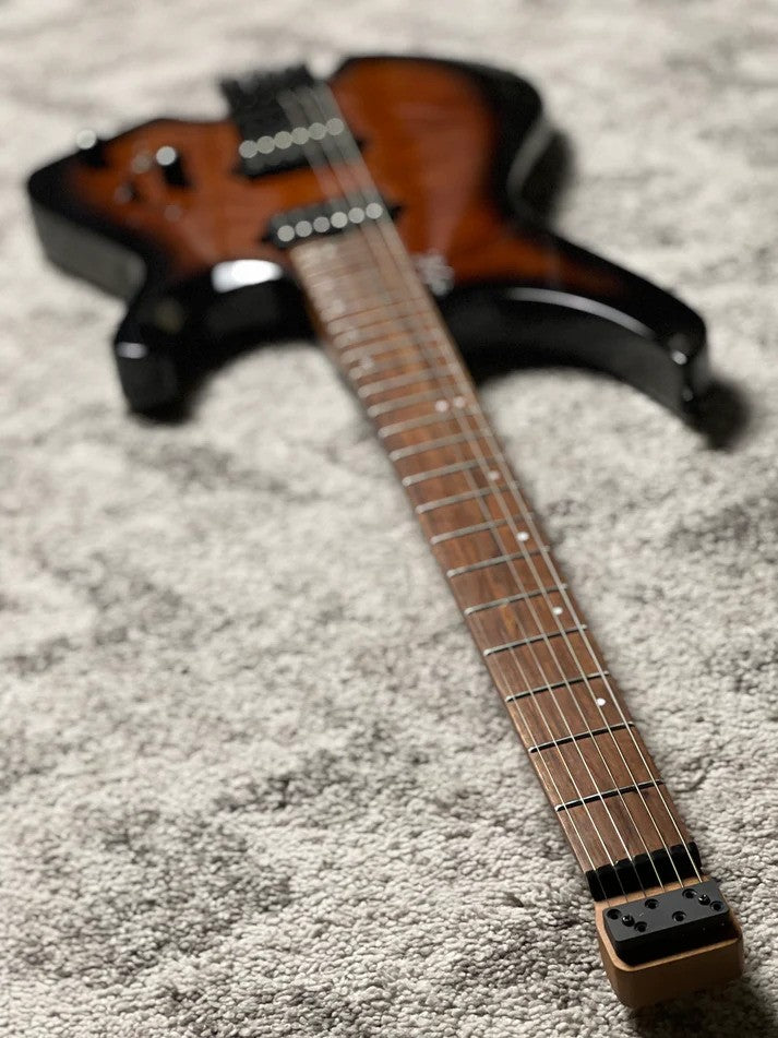 SLX Raptor Model A Headless with Flame Top in Tiger Eye Burst