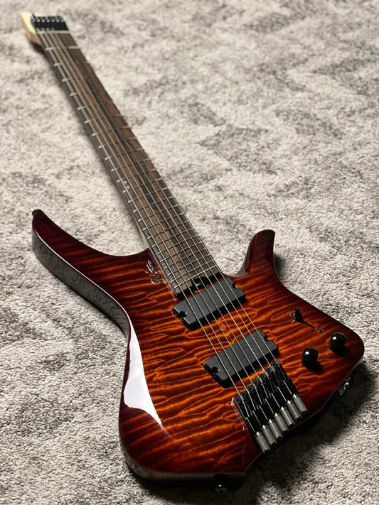 SLX Raptor Hybrid MS-7 Model A Headless with Quilt Top in Tiger Eye Burst