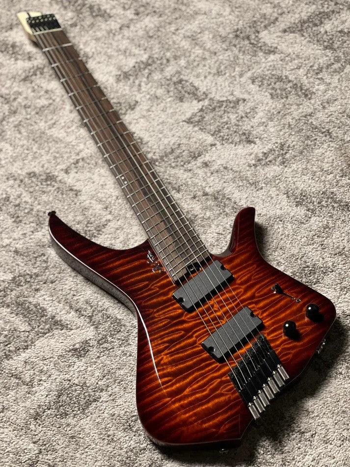 SLX Raptor Hybrid MS-7 Model A Headless with Quilt Top in Tiger Eye Burst