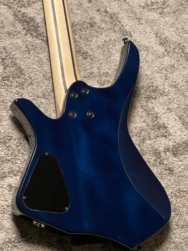 SLX Raptor Hybrid 7 Model A Headless with Flame Top in Ocean Blue Burst