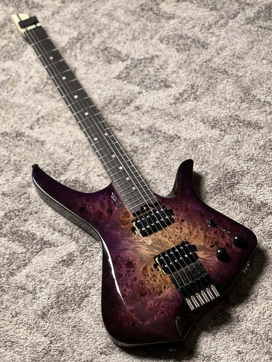SLX Raptor Hybrid 6 Model A Headless with Burl Top in Purple Amethyst Burst
