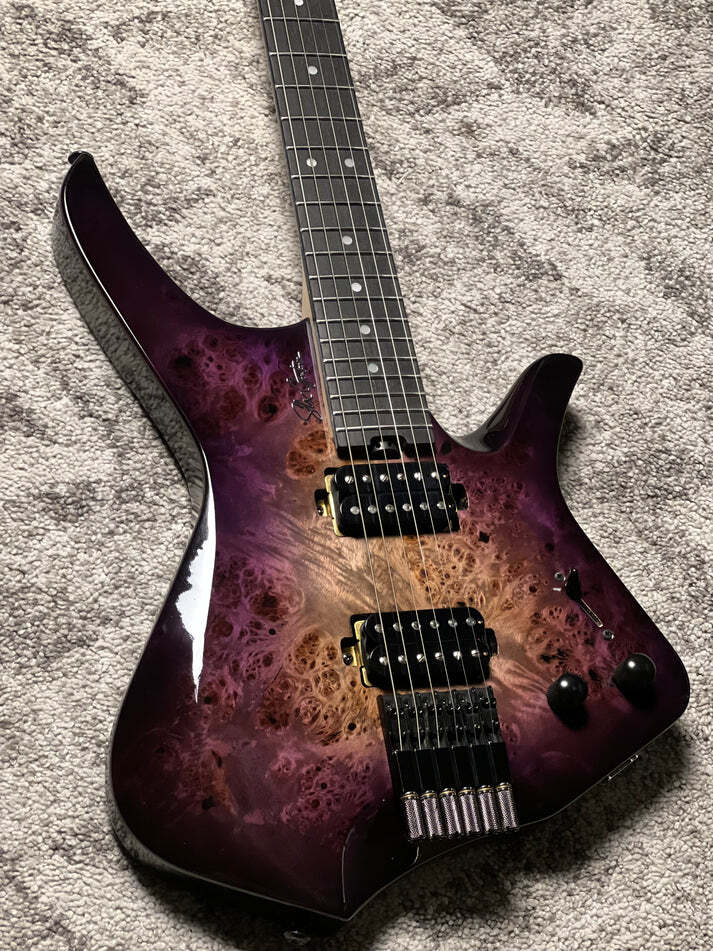 SLX Raptor Hybrid 6 Model A Headless with Burl Top in Purple Amethyst Burst