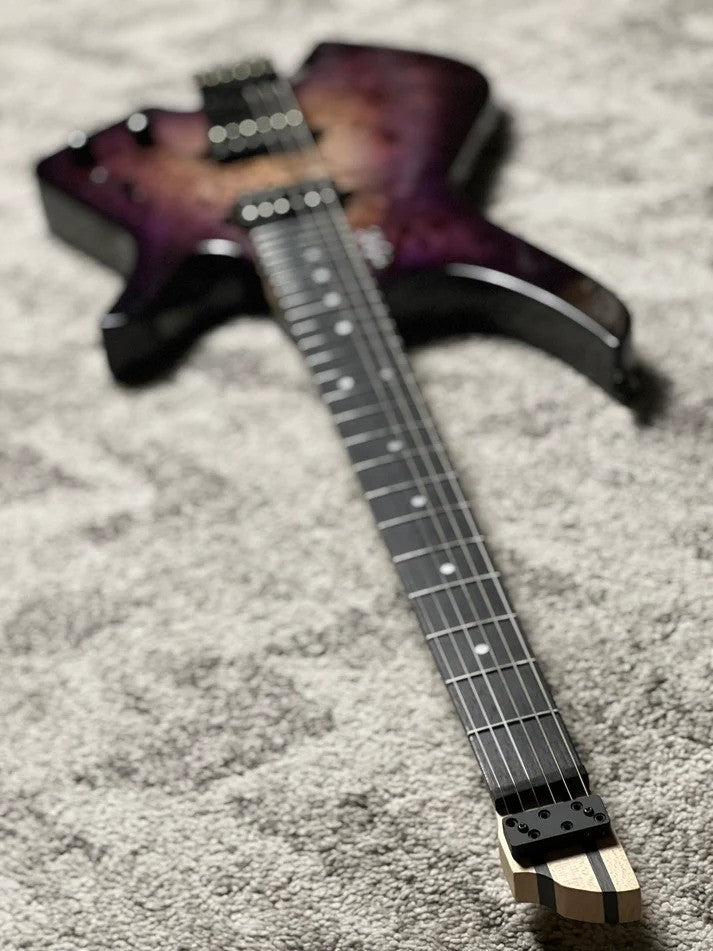 SLX Raptor Hybrid 6 Model A Headless with Burl Top in Purple Amethyst Burst