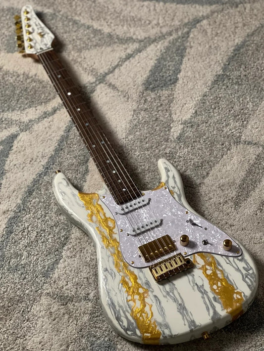 SLX X Dhatarattha Custom DST in White Shmear with Rosewood FB